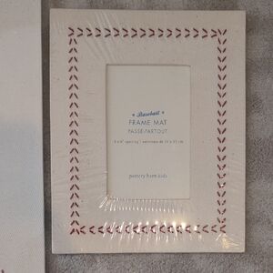 Pottery Barn Kids White and Red Baseball Frame Mat